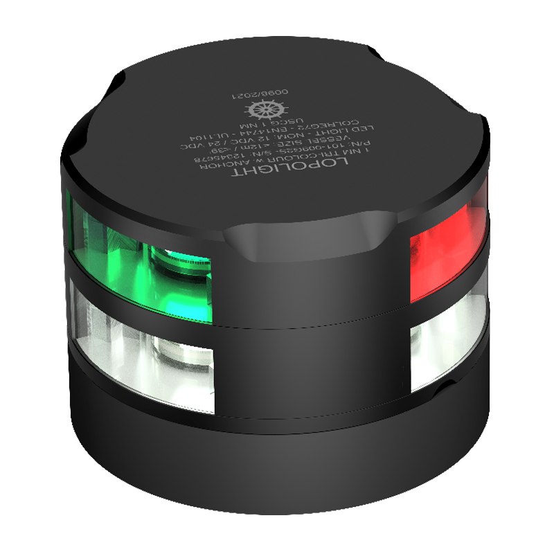 Tri-color/anchor/strobe, black anodized